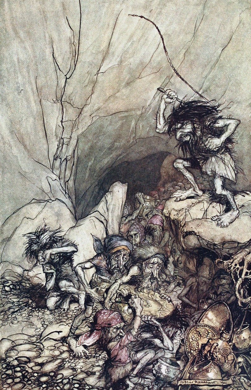 Alberich guida una banda di Nibelunghi carichi di tesori d
