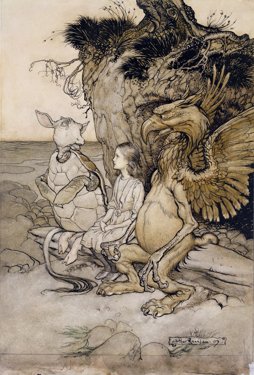 Alice e la Finta Tartaruga, illustrazione da Le avventure di Alice nel Paese delle Meraviglie, 1907 da Arthur Rackham