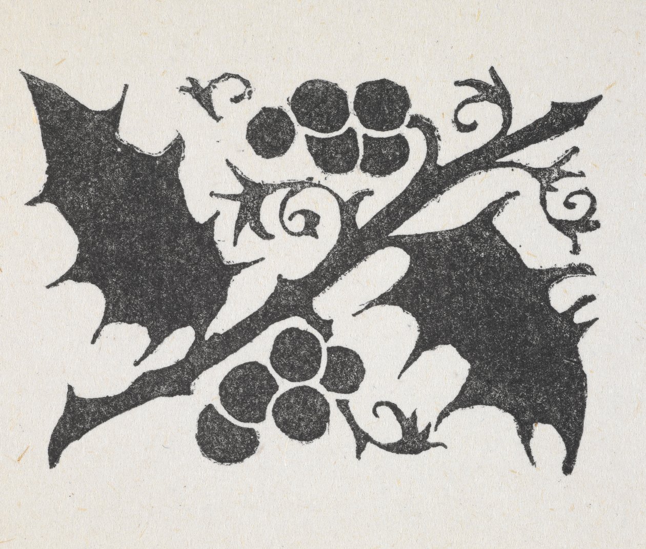 Stampa in bianco e nero di foglie e bacche di agrifoglio da Arthur Rackham
