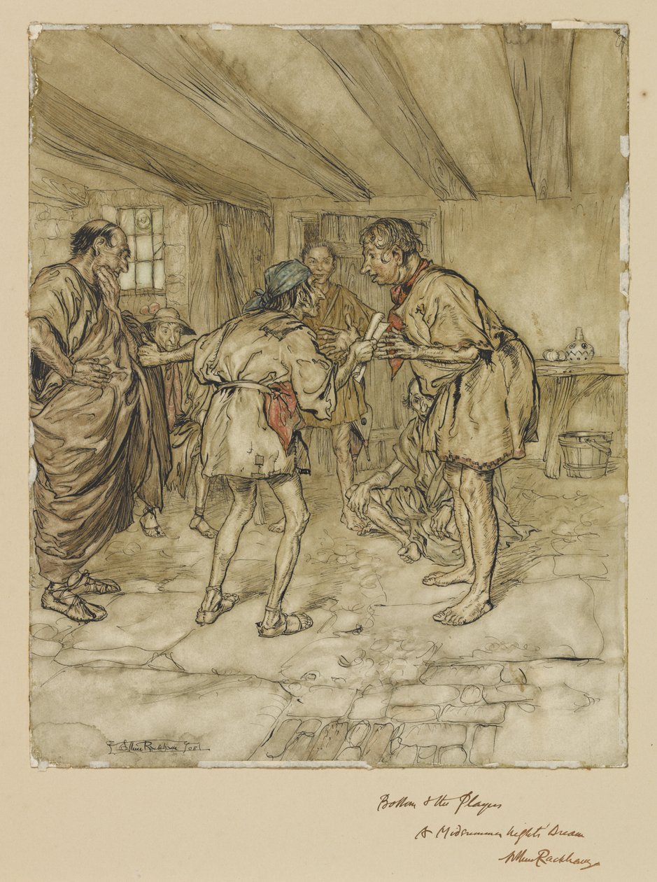 Bottom e gli attori: Sogno di una notte di mezza estate da Arthur Rackham