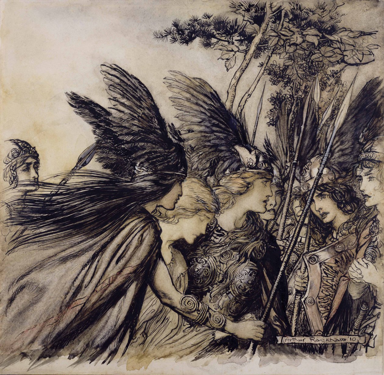 Brunilde implora le Valchirie, illustrazione da L