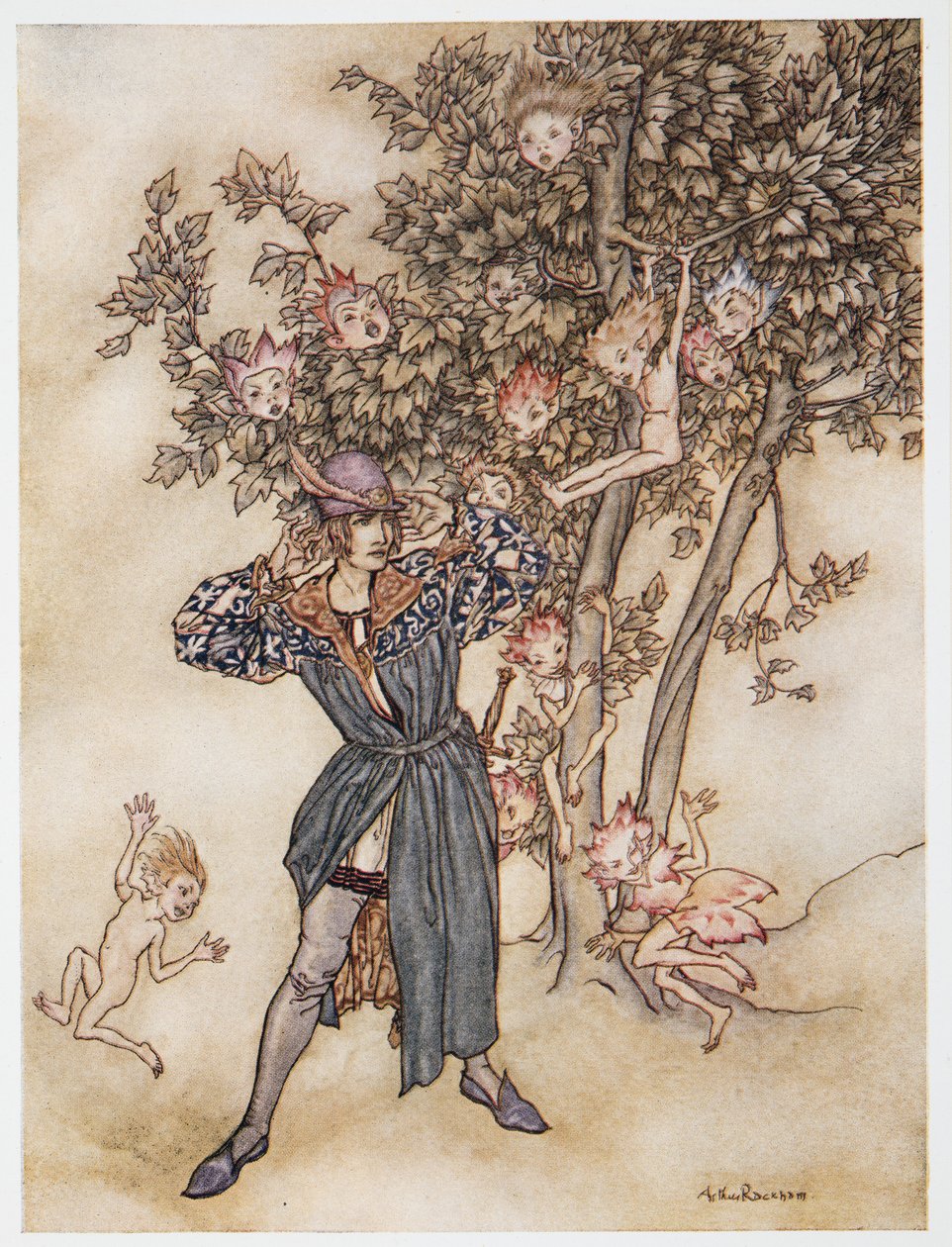 Burthen (disperso) Ascolta Ascolta!, illustrazione da La Tempesta di William Shakespeare, pub. 1926 da Arthur Rackham