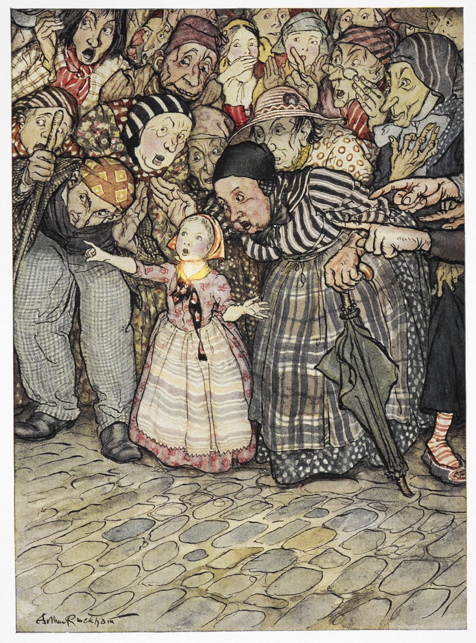 Ma non ha niente addosso, disse un bambino. Illustrazione a colori della storia, 