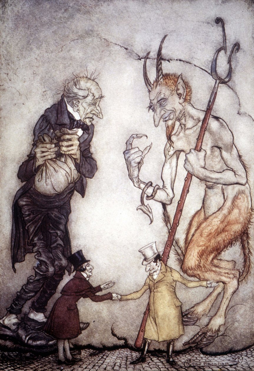 Racconto di Natale di Charles Dickens (1812 - 1872), illustrazione di Arthur Rackham (1867-1939) da Arthur Rackham