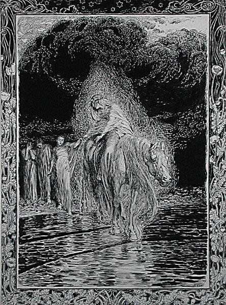 Attraversando il fiume da Arthur Rackham