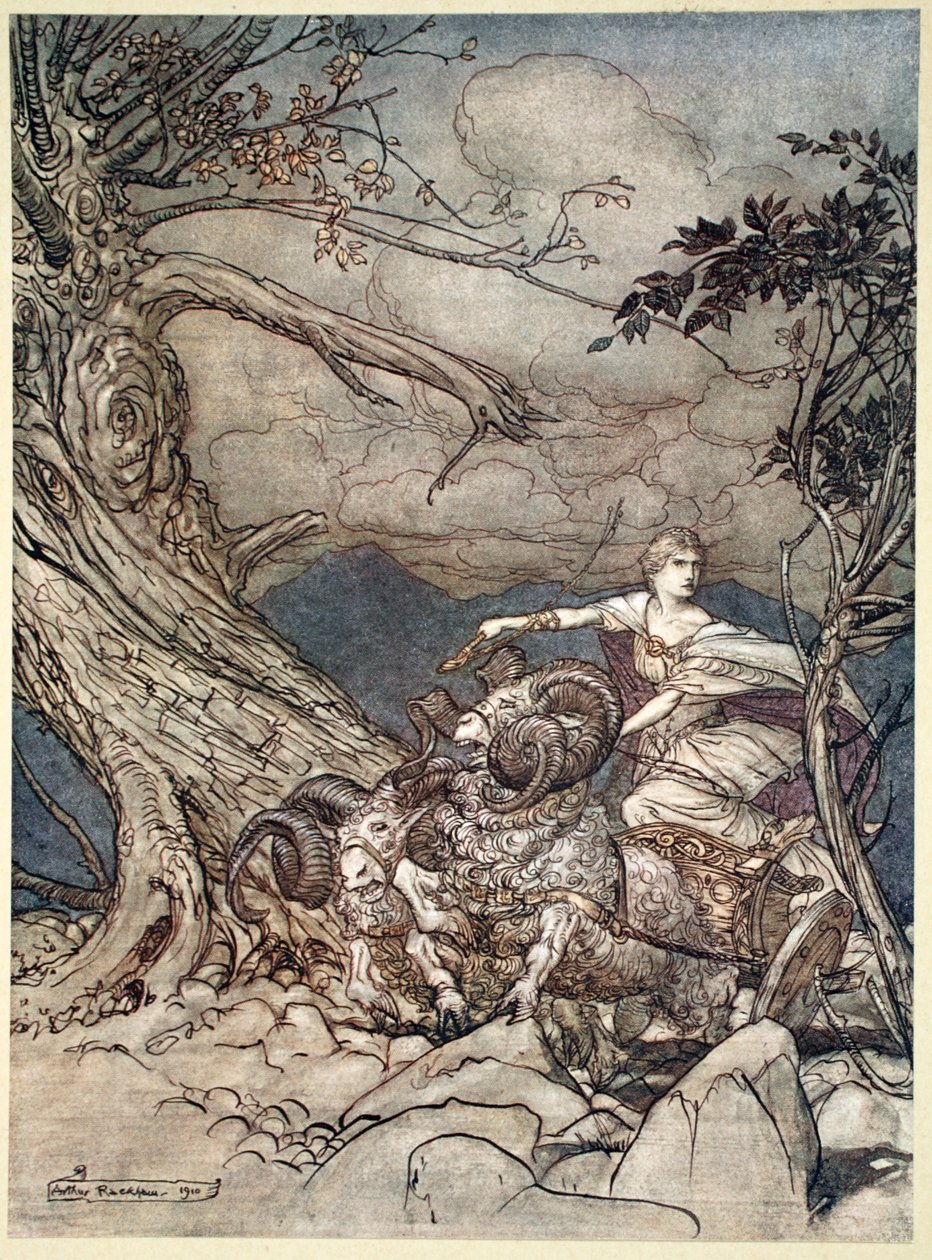 Fricka si avvicina con rabbia da Arthur Rackham