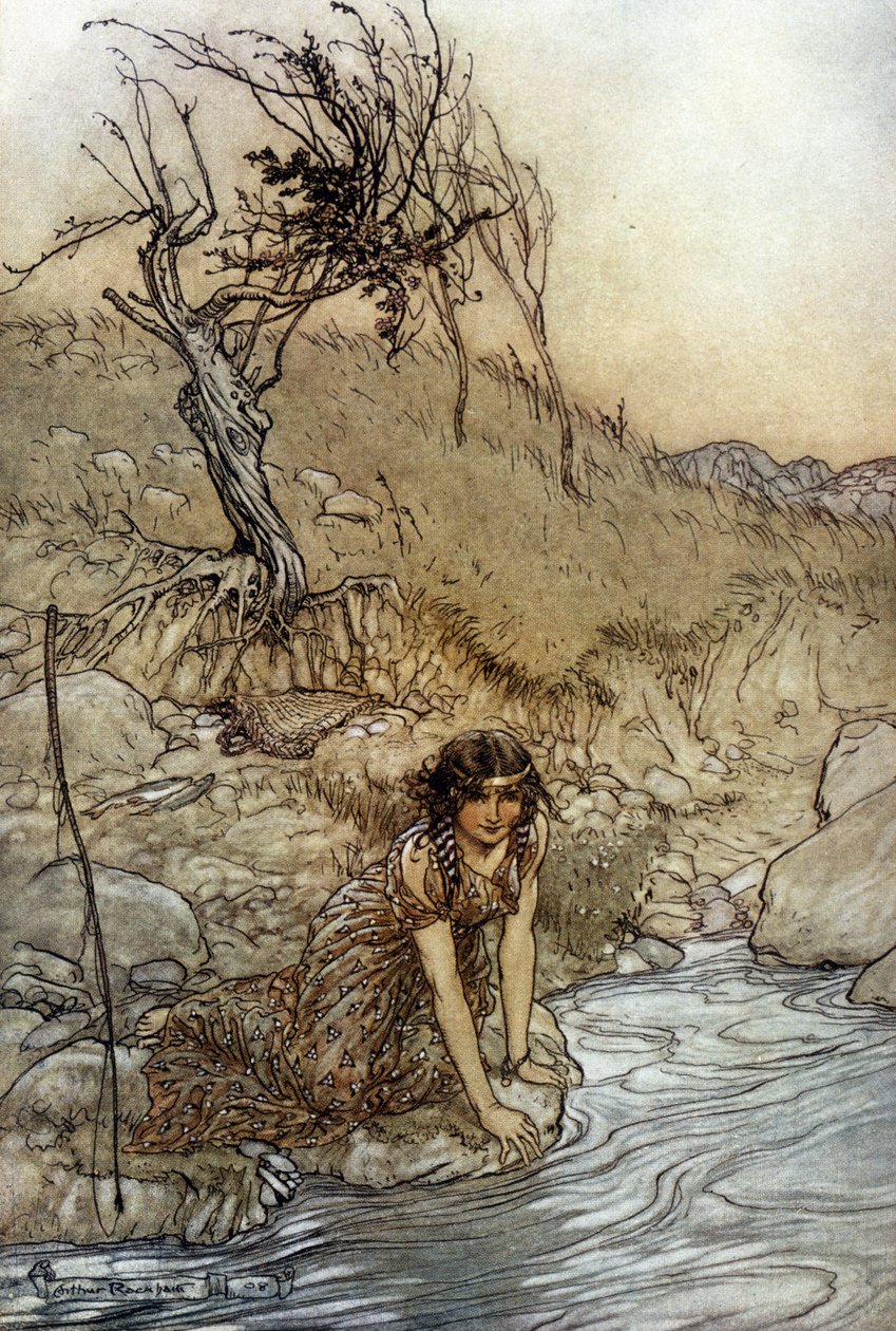 Hermia: Illustrazione di Arthur Rackham per Il Sogno di una Notte di Mezza Estate di William Shakespeare da Arthur Rackham