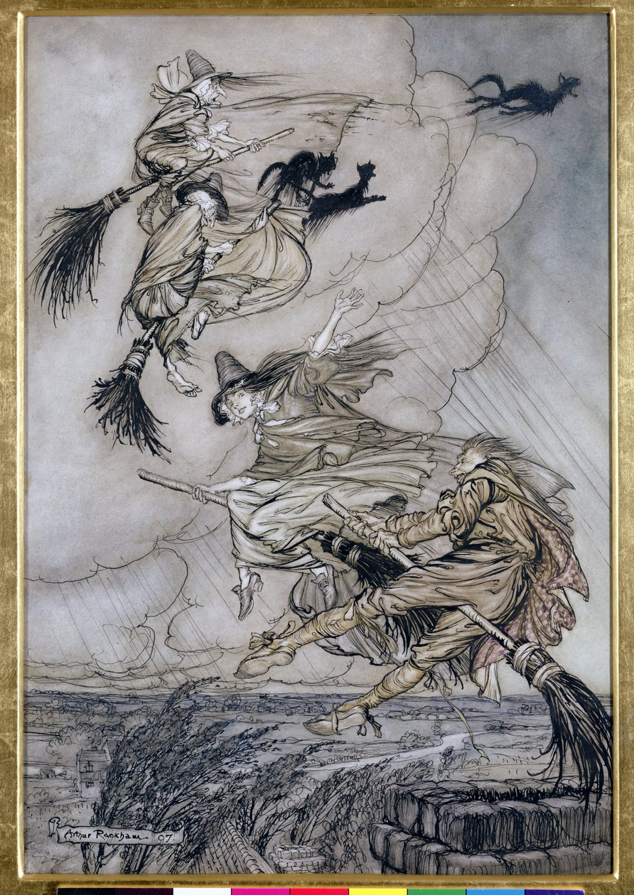 Hey! Su per il Camino Ragazza! Hey Dopo di te!, illustrazione in The Ingoldsby Legends of Mirth and Marvels, 1907 da Arthur Rackham