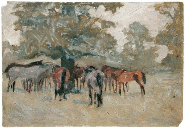 Cavalli sotto un albero da Arthur Rackham