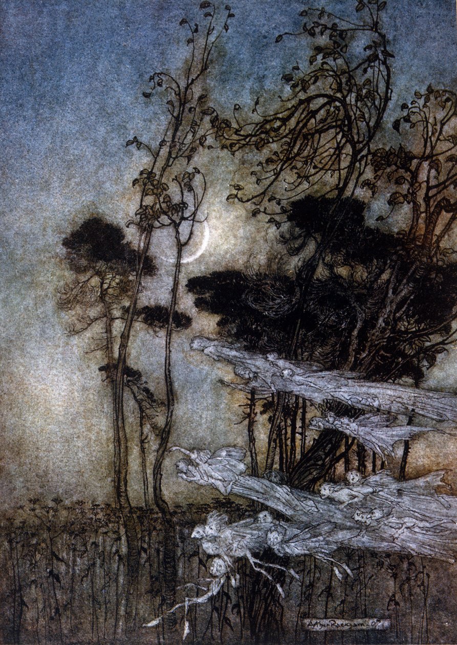 Illustrazione di Arthur Rackham per Il Sogno di una Notte di Mezza Estate di William Shakespeare da Arthur Rackham