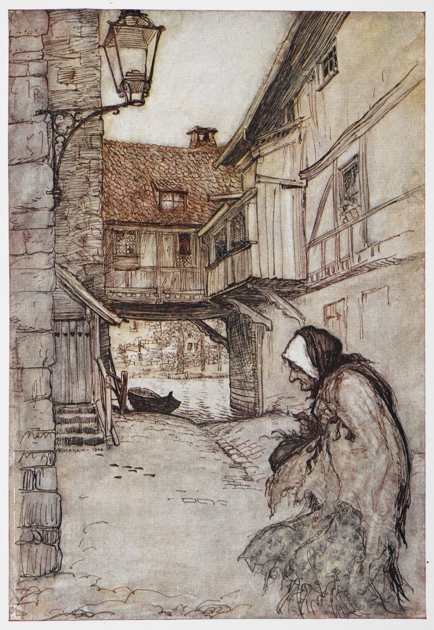 Illustrazione da La Paglia, il Carbone e il Fagiolo da Arthur Rackham