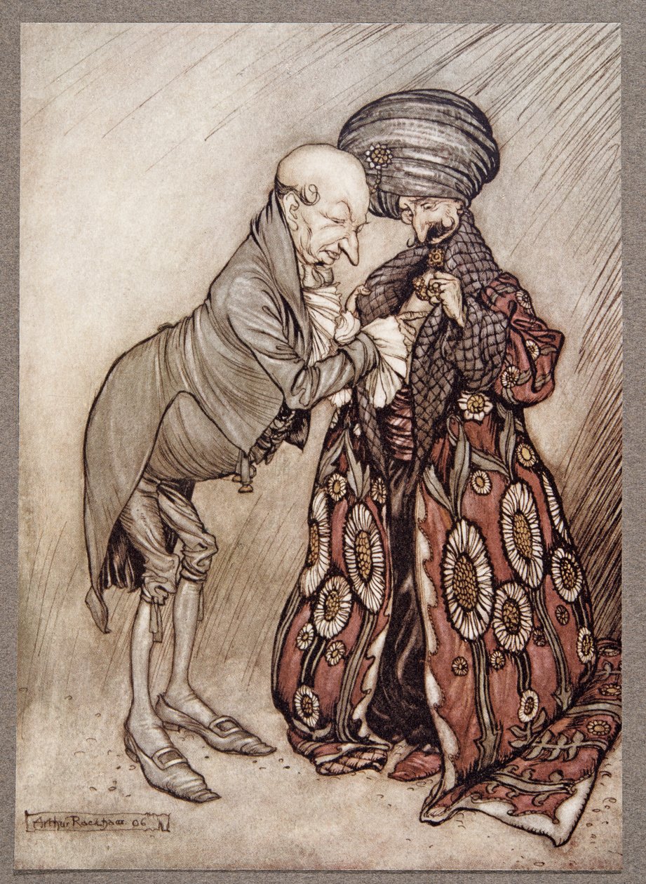Scosse la testa calva e mormorò, Freddo, molto freddo, da Peter Pan nei Giardini di Kensington di J M Barrie (1860 - 1937), pub. 1906 da Arthur Rackham