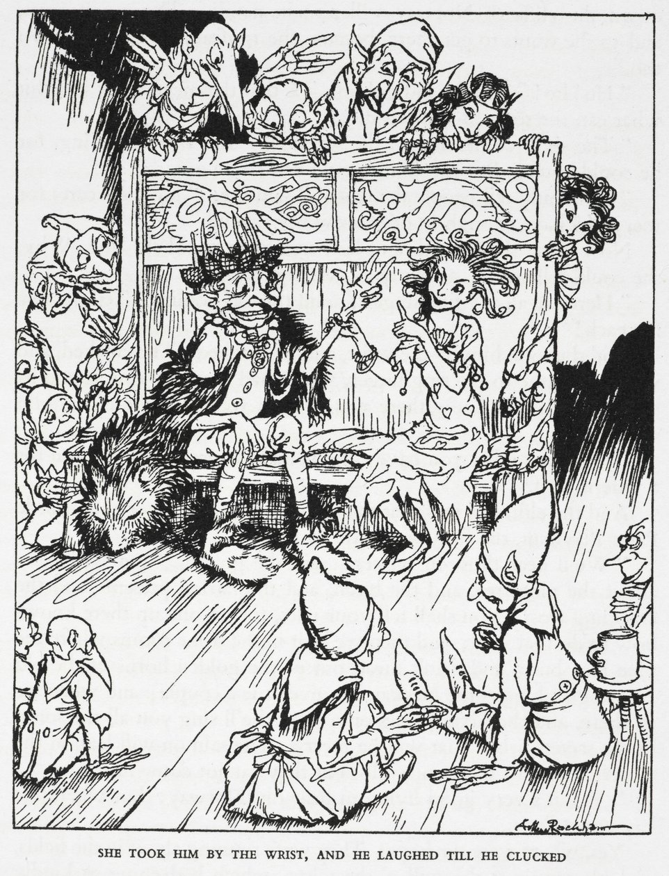 "Lo prese per il polso, e lui rise fino a scoppiare". Fanciulle elfiche e goblin. Illustrazione per 