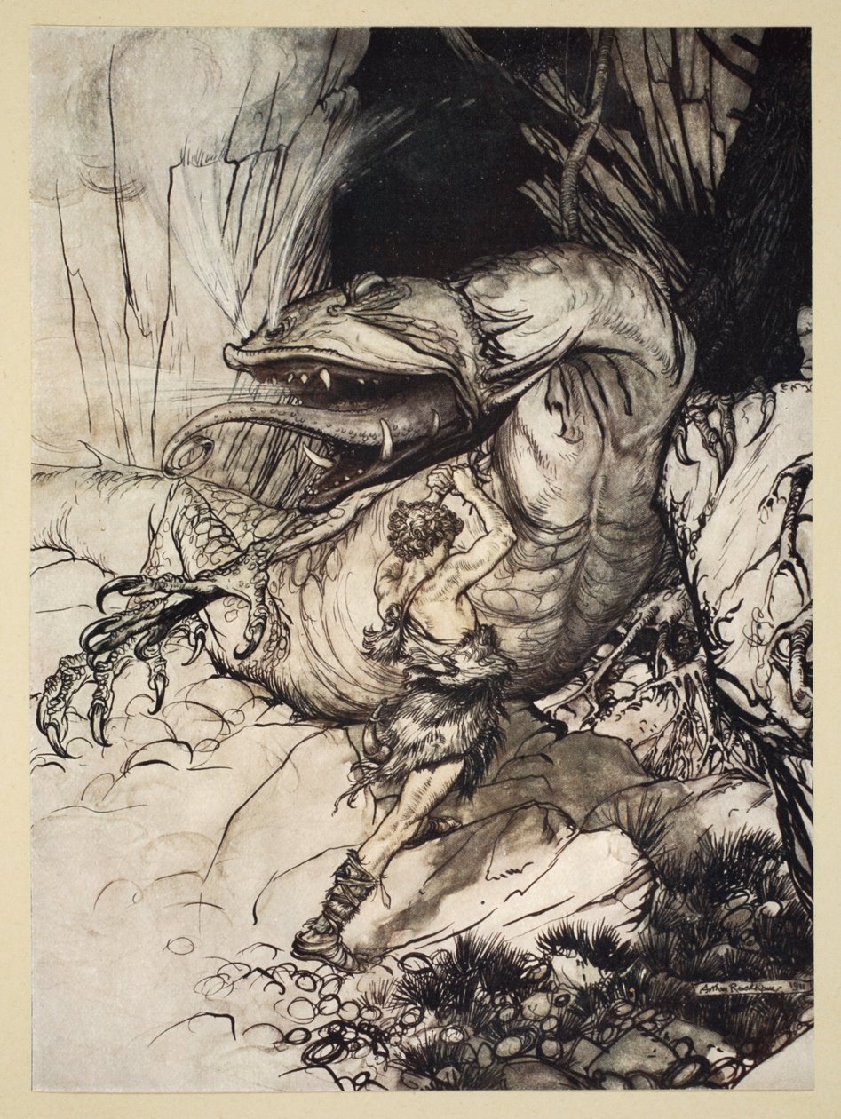 Sigfrido uccide Fafner, illustrazione da 