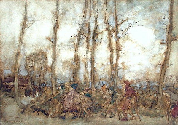 I mendicanti stanno arrivando in città da Arthur Rackham