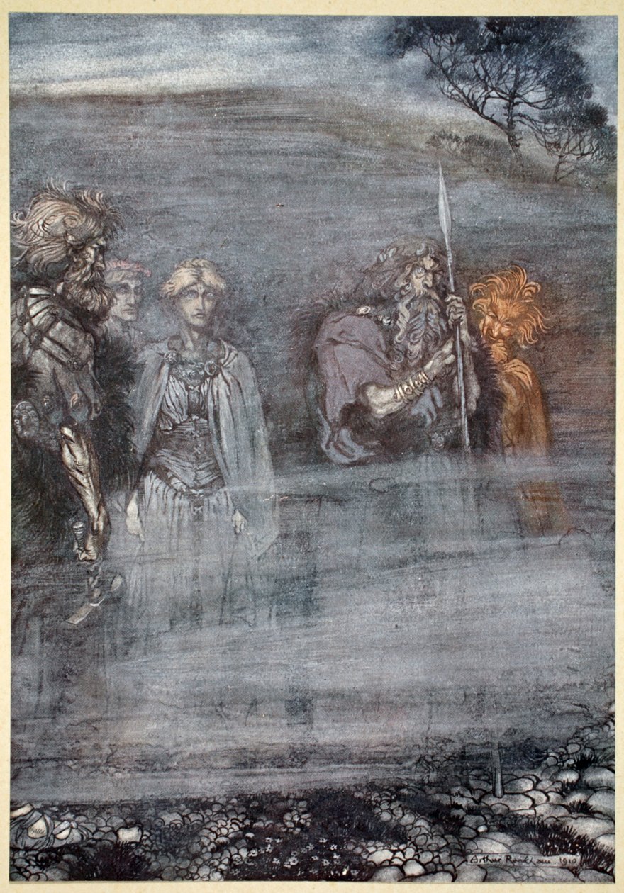 Gli dei diventano pallidi e invecchiano per la perdita di Freia da Arthur Rackham