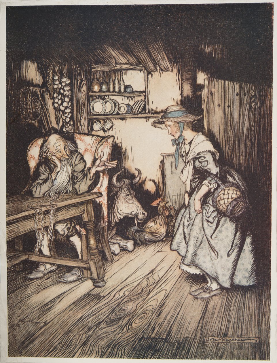 La Capanna nella Foresta, da Fratellino e Sorellina e Altri Racconti dei Fratelli Grimm, pub.1917 da Arthur Rackham