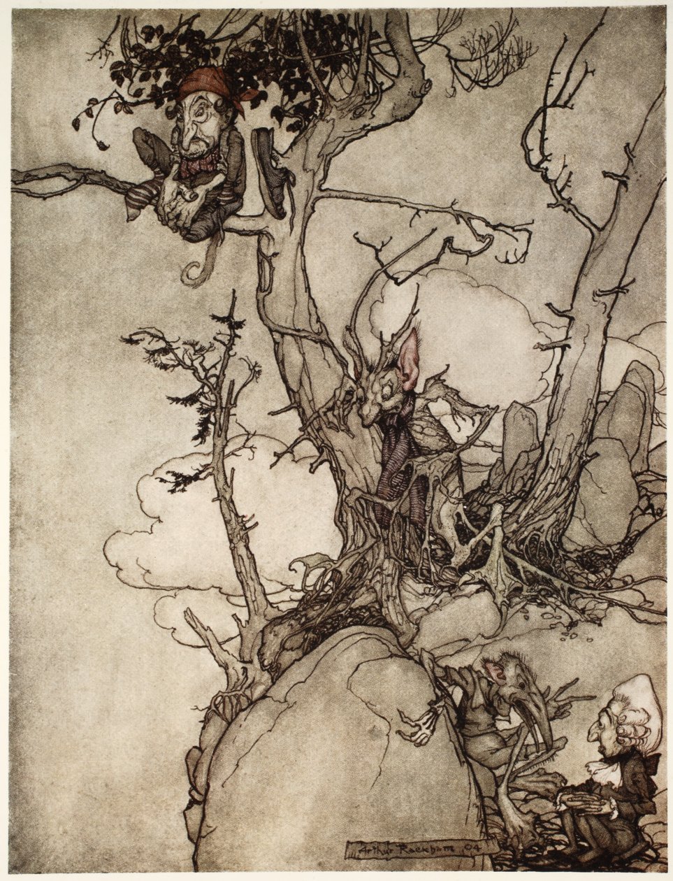 I monti Kaatsberg o Catskill sono sempre stati una regione piena di favole., da Rip Van Winkle di Washington Irving, pub. 1910 da Arthur Rackham