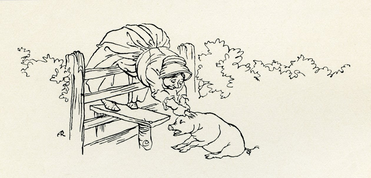 La vecchia e il suo maiale da Arthur Rackham