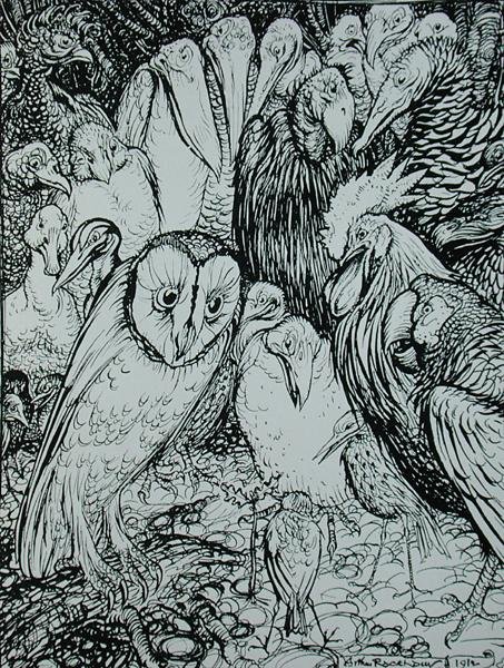 Il Gufo e gli Uccelli, illustrazione da 