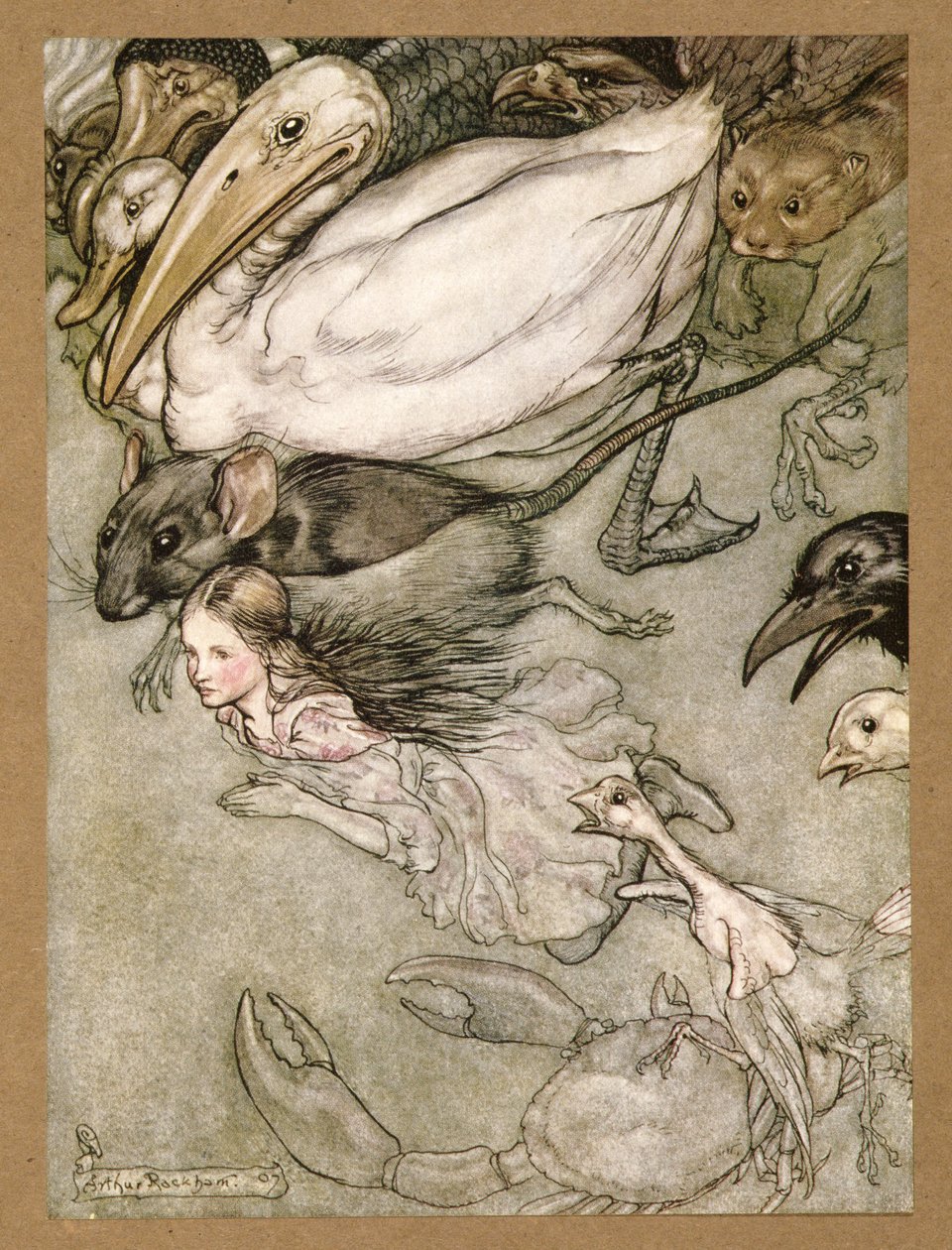 La pozza di lacrime, da Le avventure di Alice nel Paese delle Meraviglie, di Lewis Carroll, pub. 1907 da Arthur Rackham