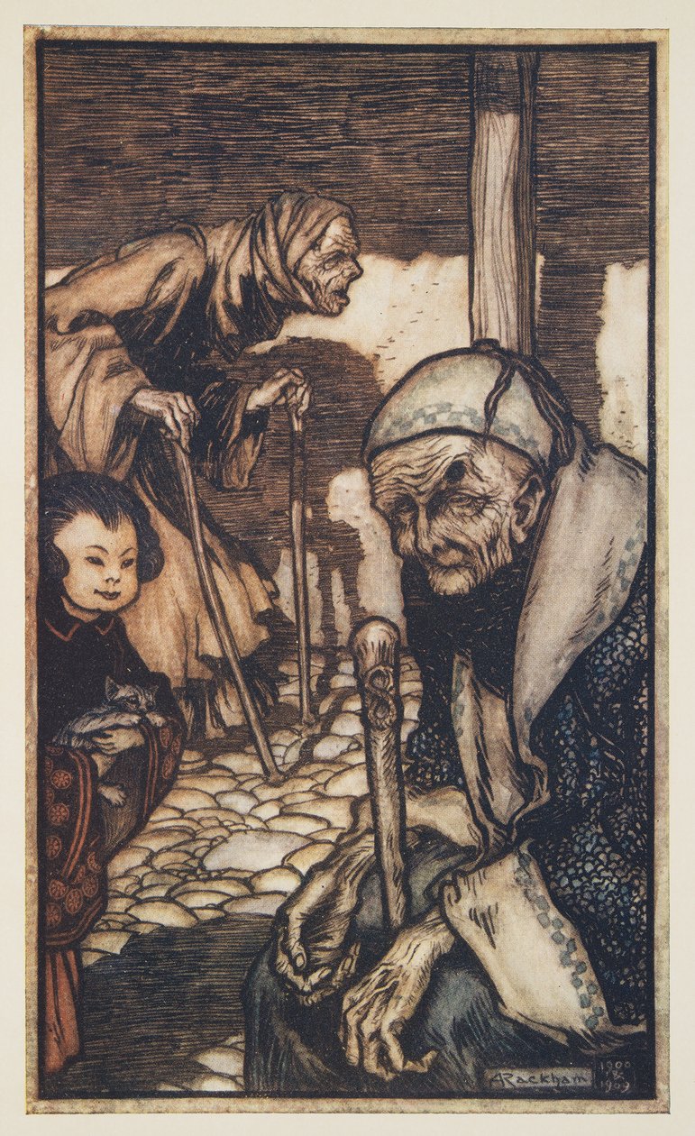 Gli Struldbrug, da I Viaggi di Gulliver di Jonathan Swift (1667 - 1745), pub. 1909 da Arthur Rackham