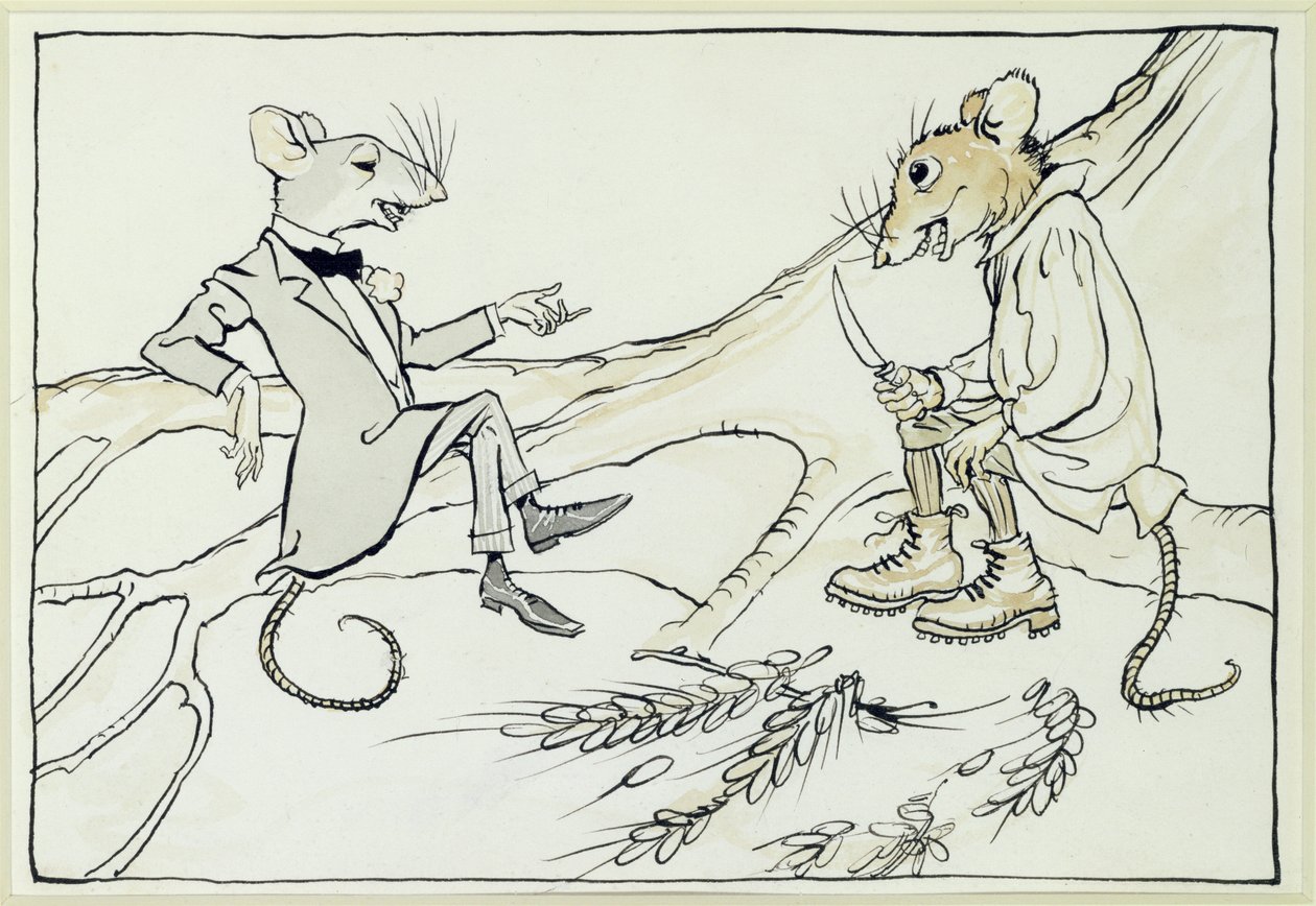 Il topo di città e il topo di campagna, illustrazione da Le favole di Esopo, pubblicato 1912 da Arthur Rackham
