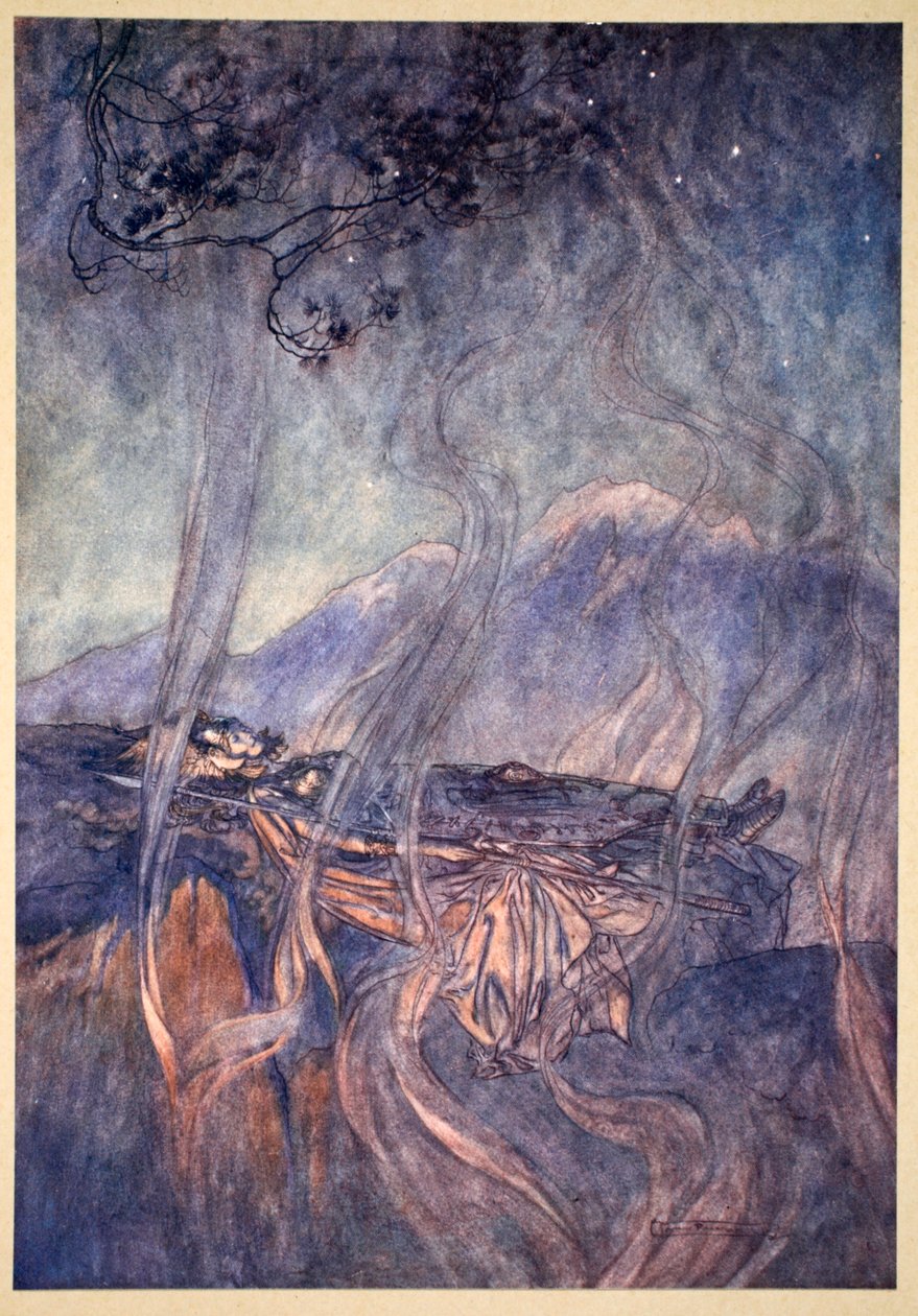 Il sonno di Brunnhilde, 1910 da Arthur Rackham