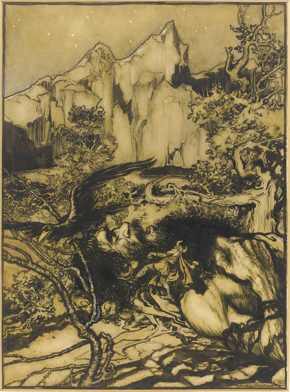 Il viaggio di Thor nella terra dei giganti, 1901 da Arthur Rackham