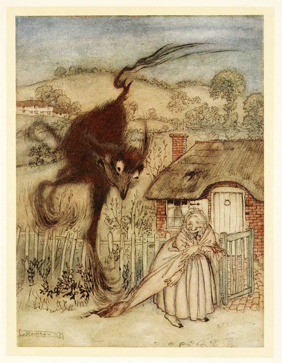 Bene! ridacchiò, sono fortunata!, da Fiabe inglesi, pub. 1922 da Arthur Rackham