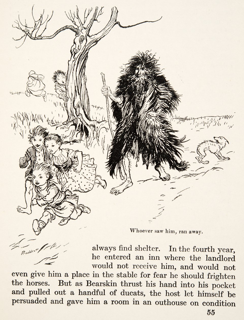 Chiunque lo vedesse scappava, da Fratellino e Sorellina e altre fiabe dei Fratelli Grimm, pub.1917 da Arthur Rackham