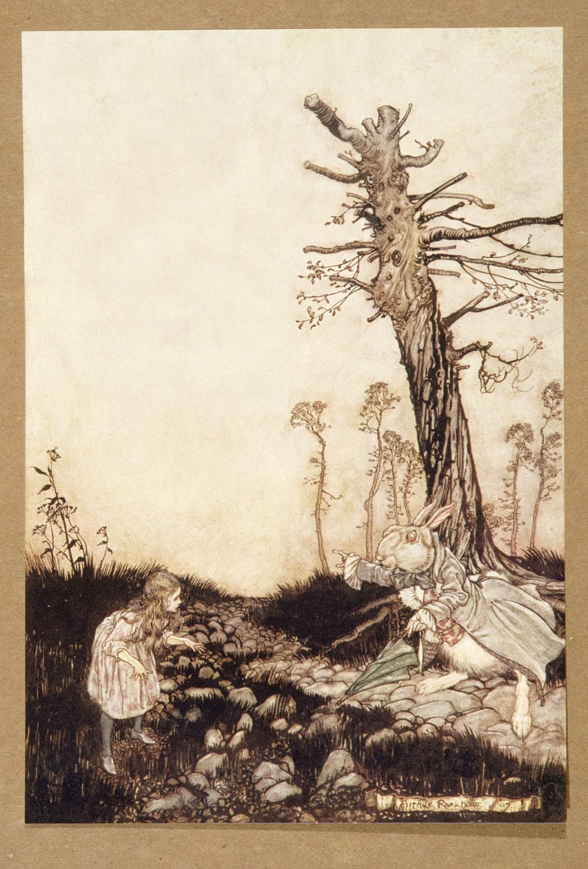 Perché Mary Ann, cosa stai facendo qui fuori?, da Le avventure di Alice nel Paese delle Meraviglie, di Lewis Carroll, pub. 1907 da Arthur Rackham
