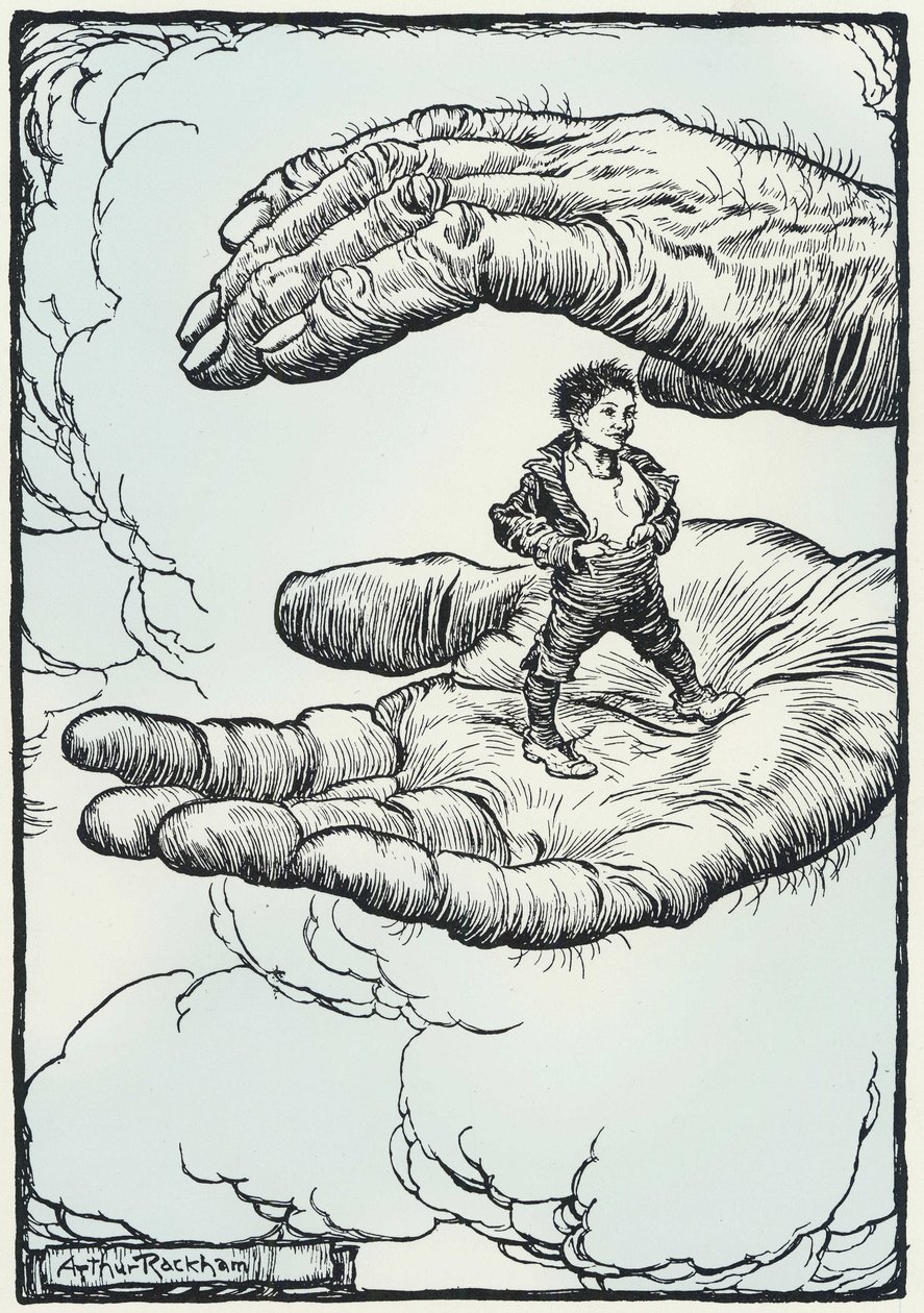 illustrazione per la favola "Il piccolo pollice" da Arthur Rackham
