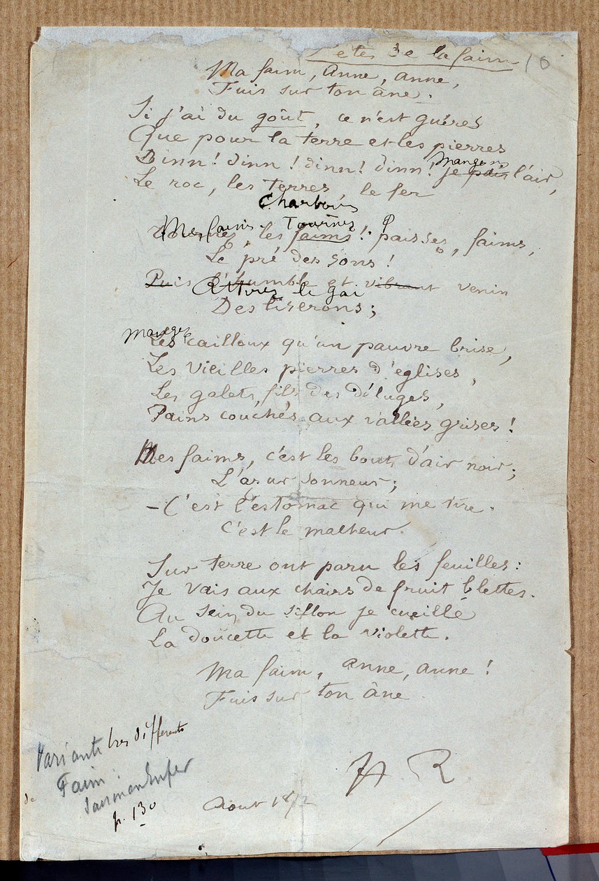 Manoscritto della poesia 