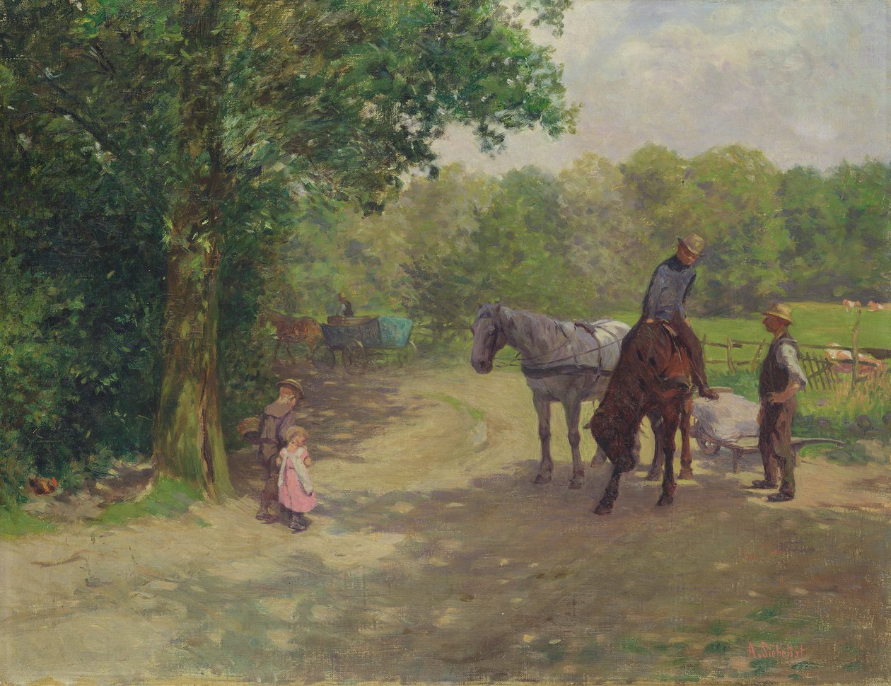 Paesaggio con Cavallo e Carro da Arthur Siebelist