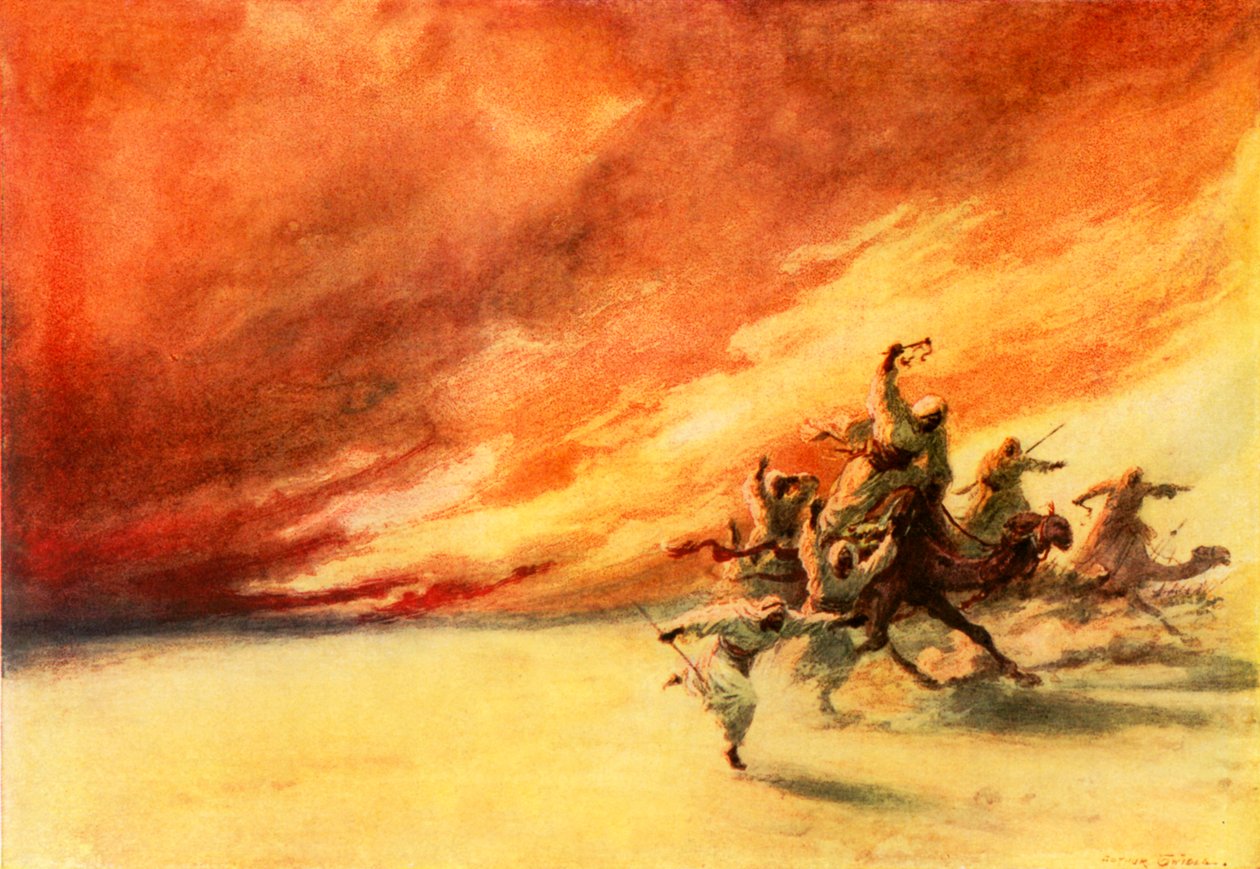 Il flagello del deserto (litografia a colori) da Arthur Twidle