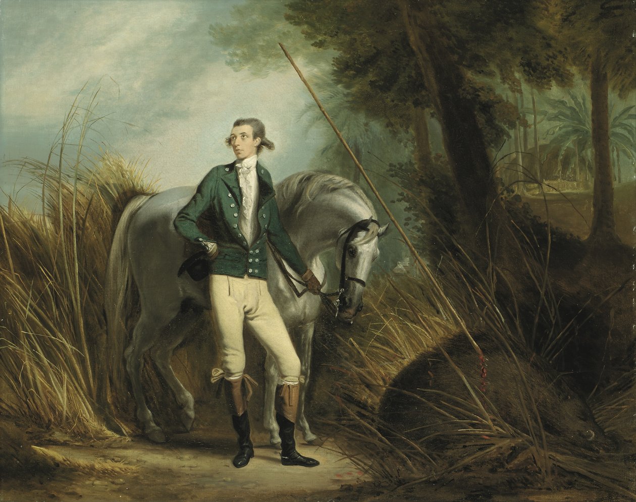 Un gentiluomo che caccia cinghiali in un paesaggio indiano da Arthur William Devis