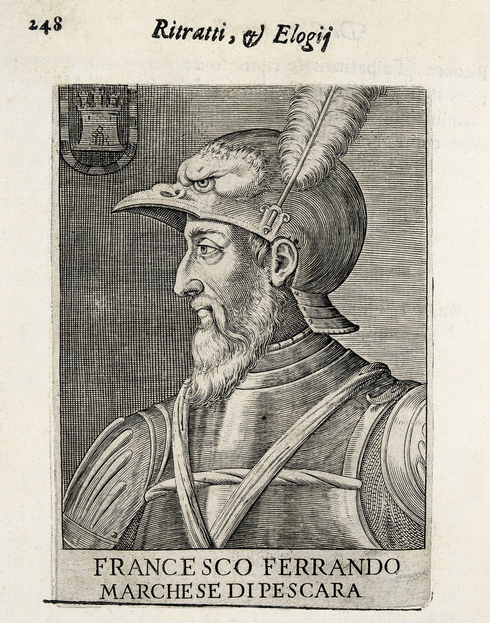 Fernando Francisco de Ávalos (1490-1546), generale spagnolo. Xilografia da Artist Unknown