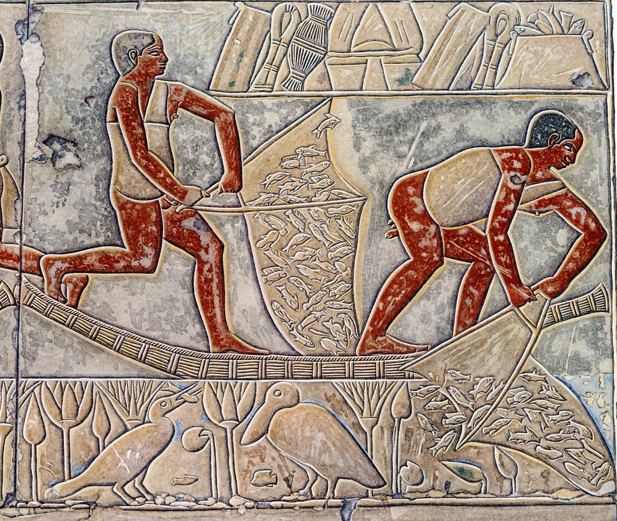 Arte Egitto: pesca allo stremo. Il Collegio è simile alla Mastaba di Mereruka. da Artist Unknown