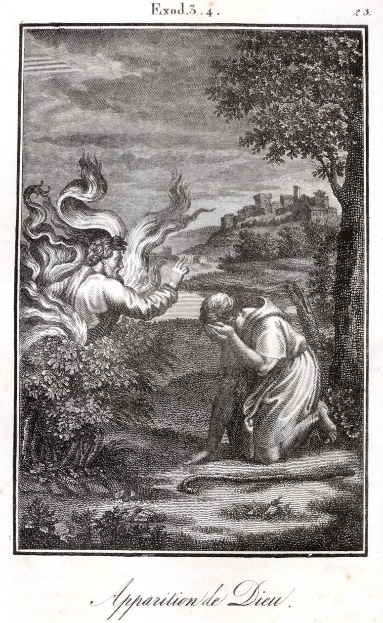 Bibbia - Mosè e il roveto ardente Dio appare a Mosè da un roveto ardente. da Artist Unknown