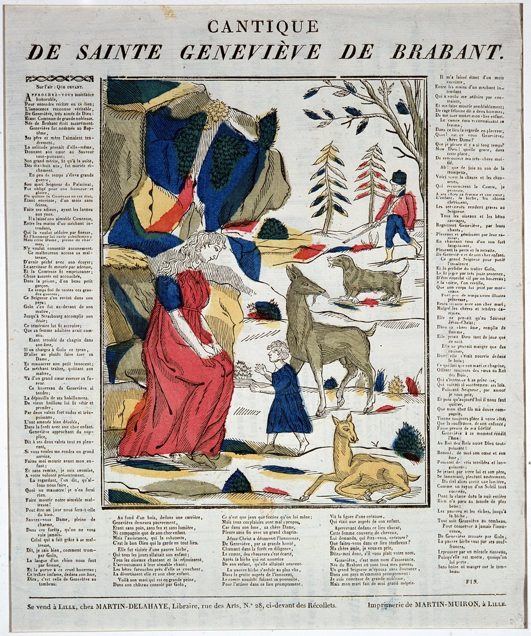Cantique de saint Geneviève de Brabant - incisione su legno. da Artist Unknown