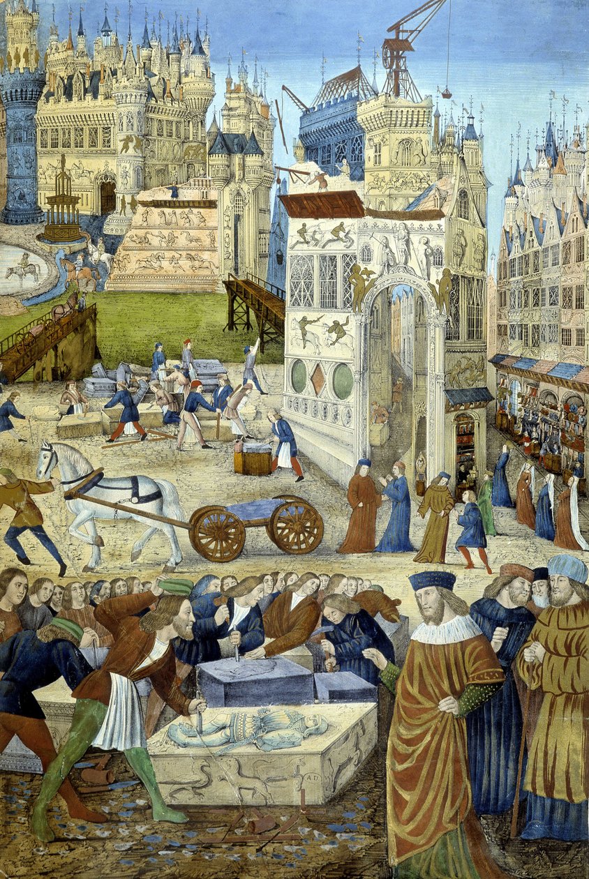 La costruzione di una cattedrale nel Medioevo da Artist Unknown