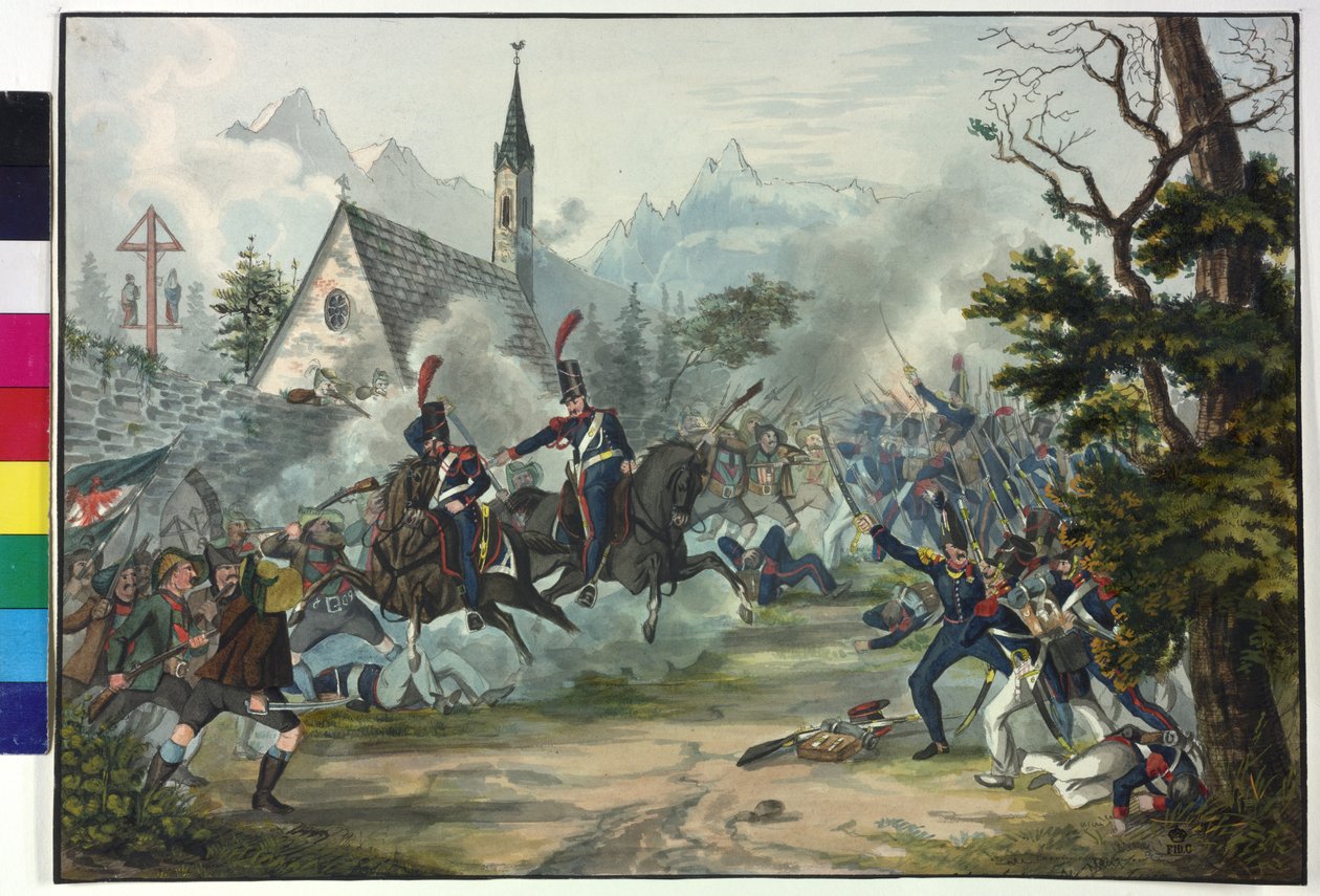 Combattimento tra soldati francesi e contadini tirolesi da Artist Unknown