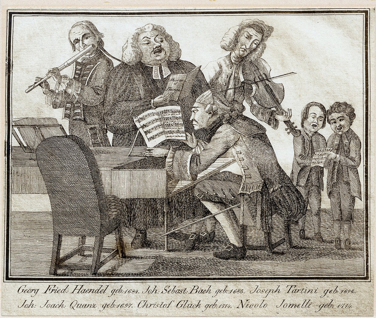 Georg Friedrich Haendel (1685-1759) (acquerello e inchiostro su carta) da Artist Unknown