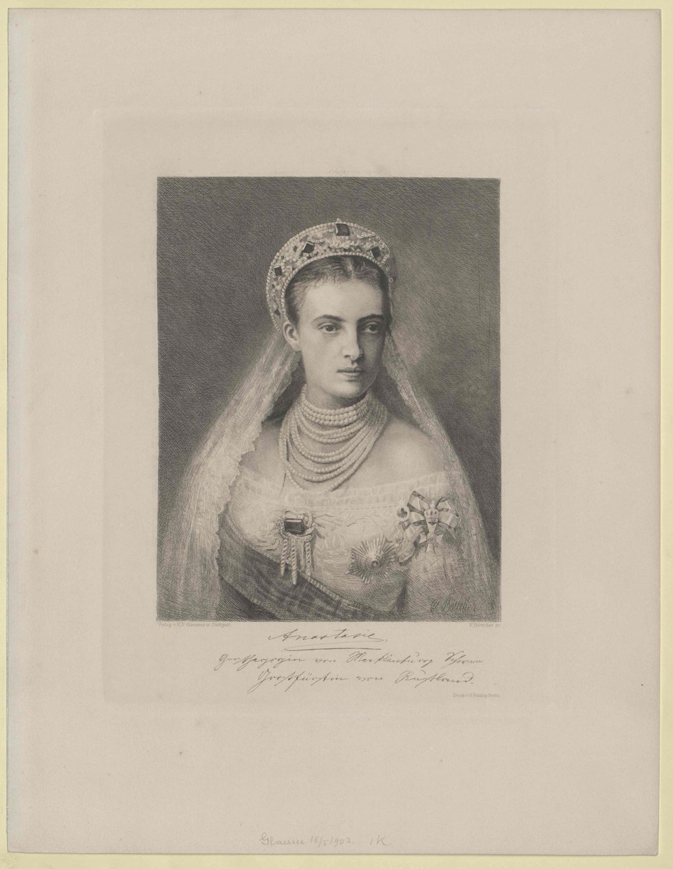Granduchessa di Russia Anastasia Mikhailovna da Artist Unknown