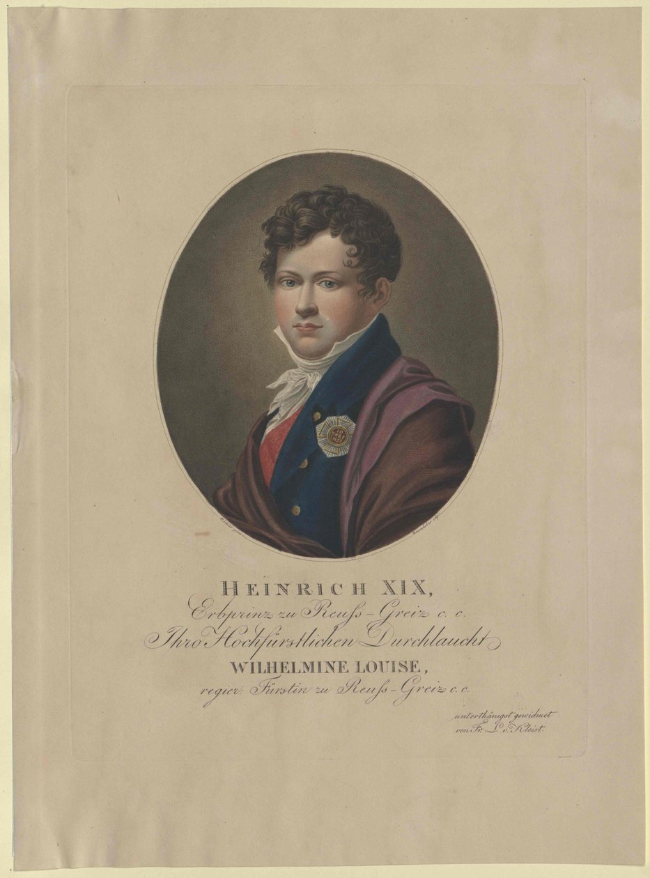 Heinrich conte Reuss zu Greiz da Artist Unknown
