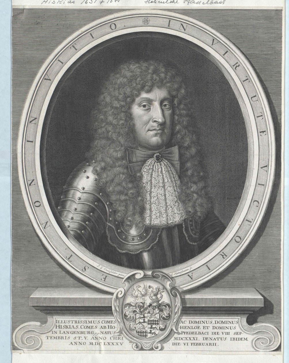 Ezechia conte Hohenlohe-Waldenburg-Pfedelbach da Artist Unknown