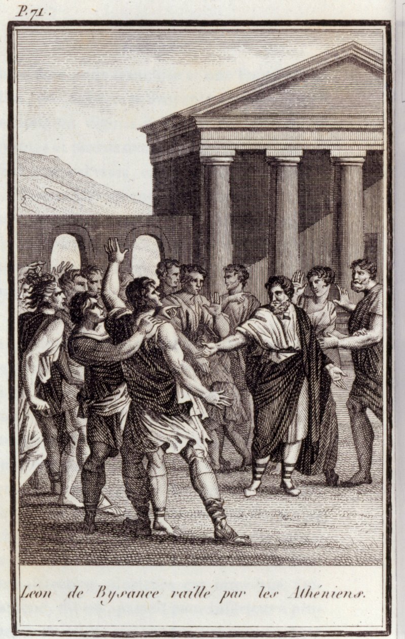 Leon di Bisanzio deriso dagli ateniesi. da Artist Unknown