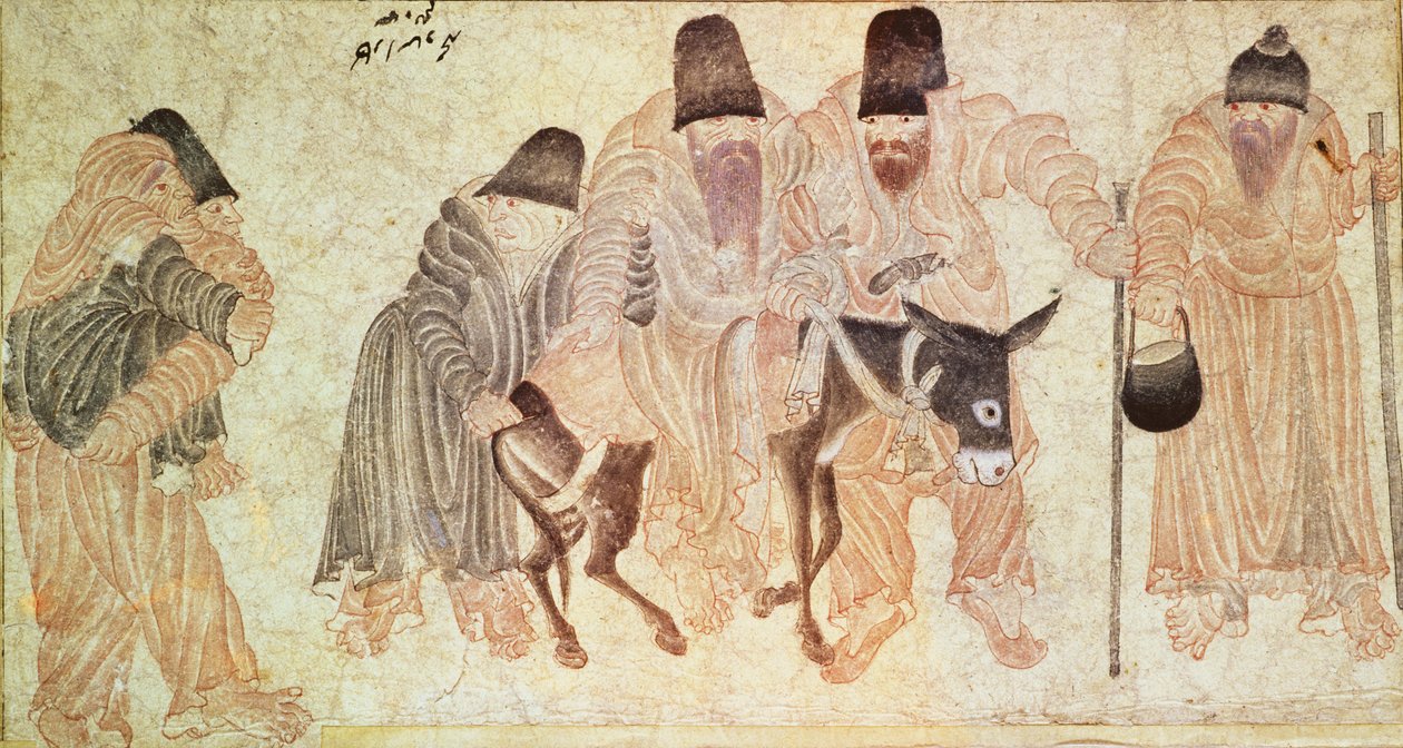 Nomadi mongoli con un asino (pergamena) da Artist Unknown