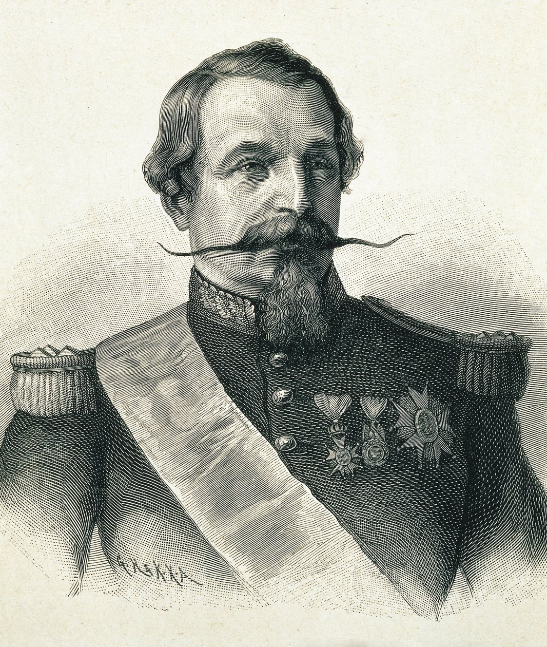 NAPOLEONE III, Charles-Louis Napoleone Bonaparte (1808-1873). Presidente della 2ª Repubblica (1848-1852) e imperatore di Francia (1852-1870). Ritratto di Napoleone III. Incisione. da Artist Unknown